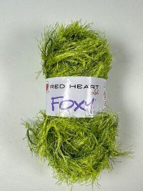 Red Heart Foxy Yarn Color #9630 Grass Discontinued Polyester Eyelash Faux Fur